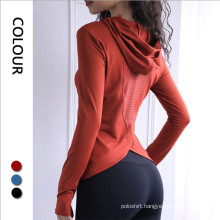 New Autumn Hoodies Sports Fitness Long-sleeved Tops Quick-drying Women's Yoga Clothes Thumb Buckle